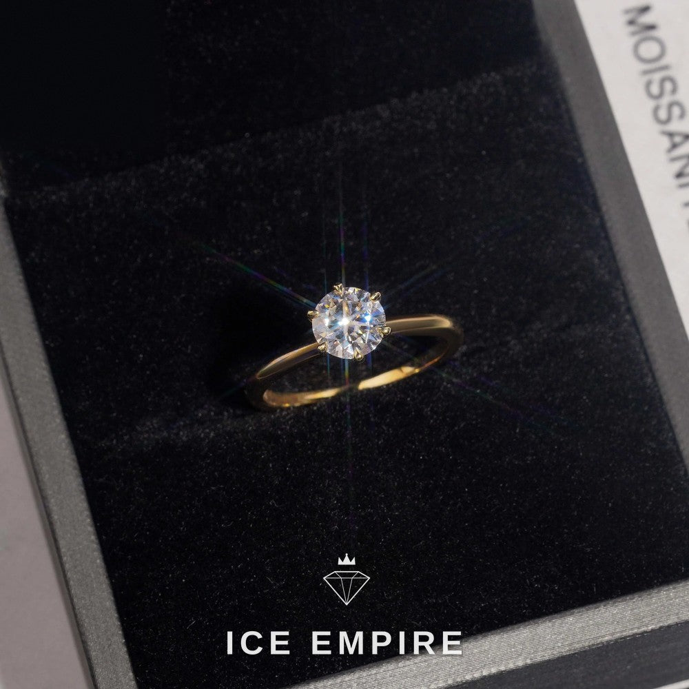 Iced Out 14K Gold Moissanite Wedding Band
