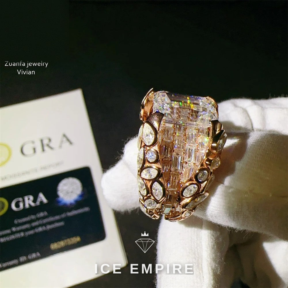 Iced Out 925 Silver Moissanite Ring