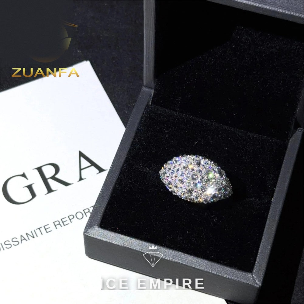 Iced Out 925 Silver Moissanite Ring