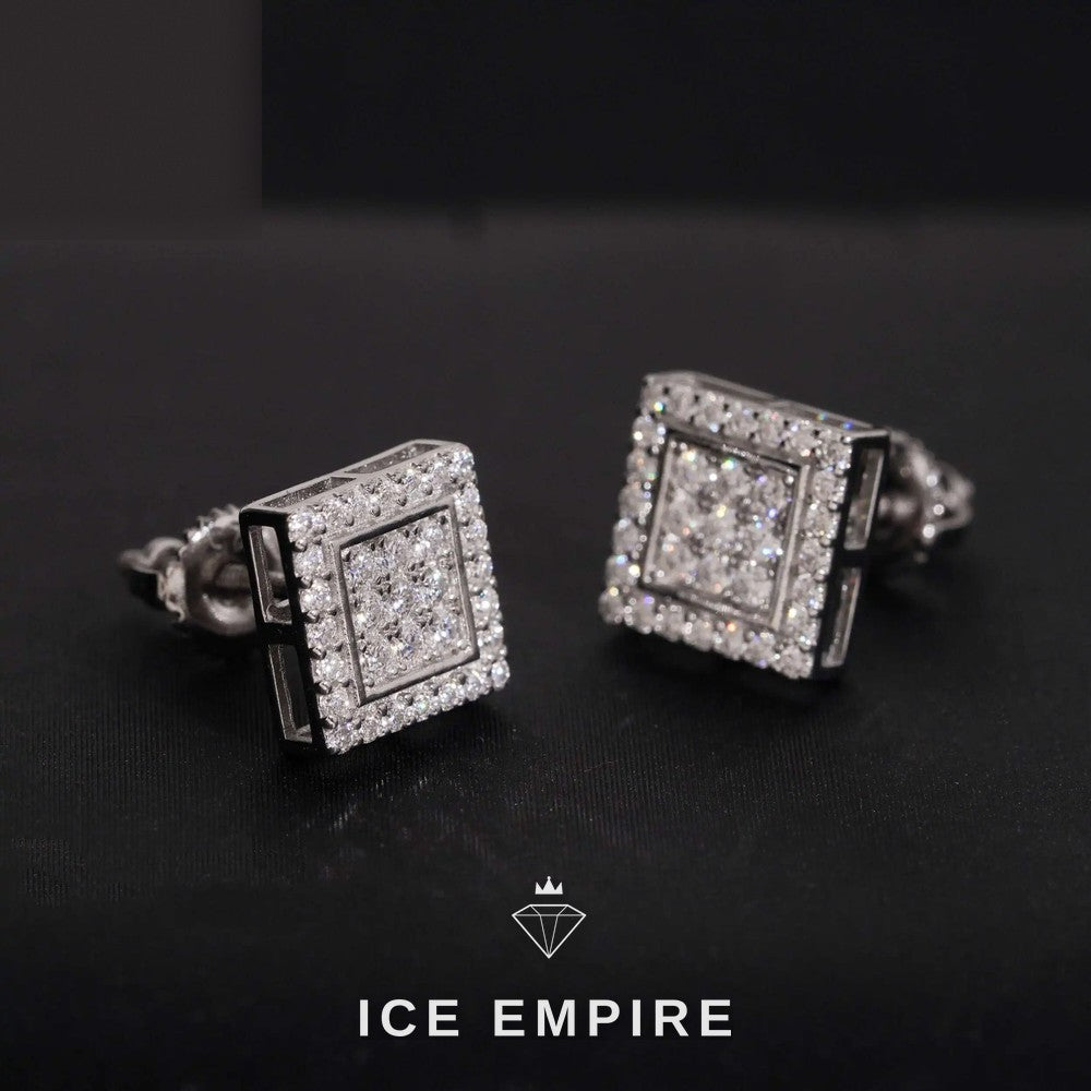 Iced Out 925 Silver Moissanite Stud Earrings