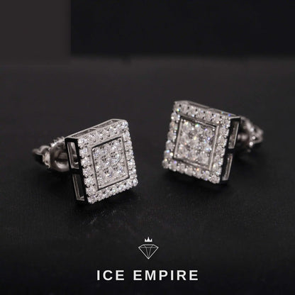 Iced Out 925 Silver Moissanite Stud Earrings