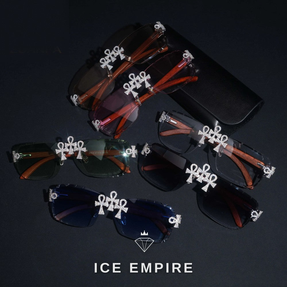 Iced Out Cross 925 Silver Glasses