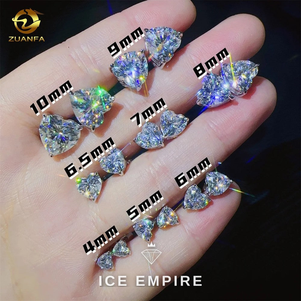 Iced Out Heart Gold Plated Moissanite Stud Earrings
