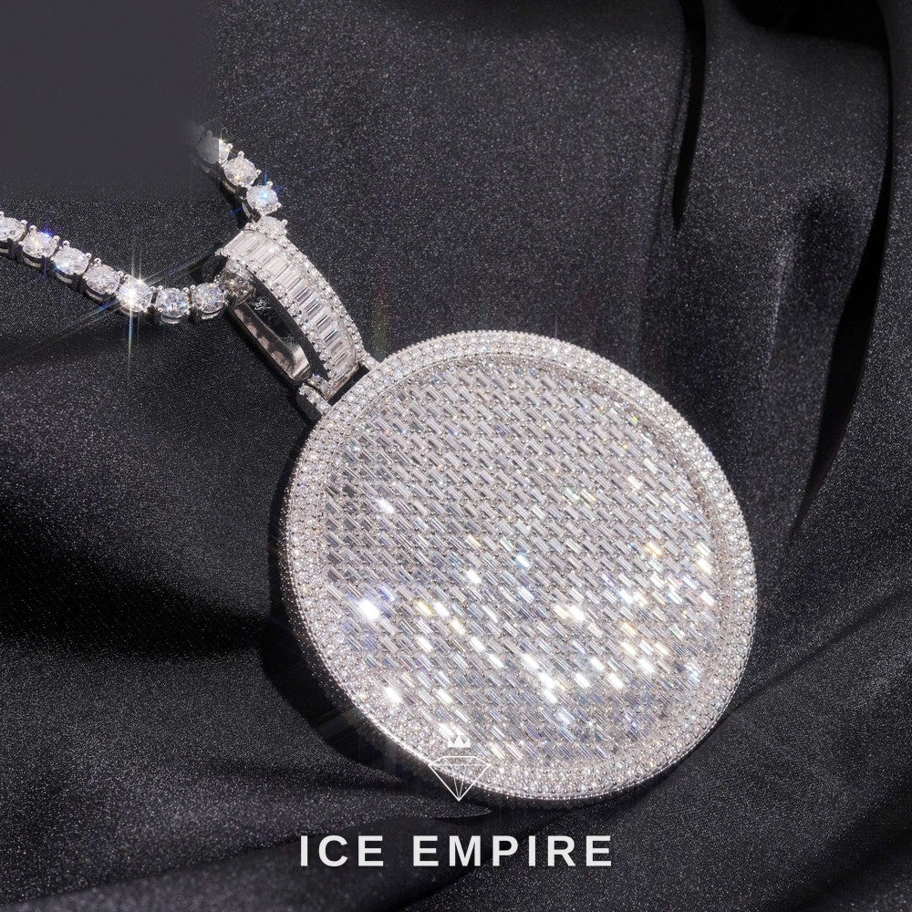 Iced Out Baguette 925 Silver Moissanite Pendant