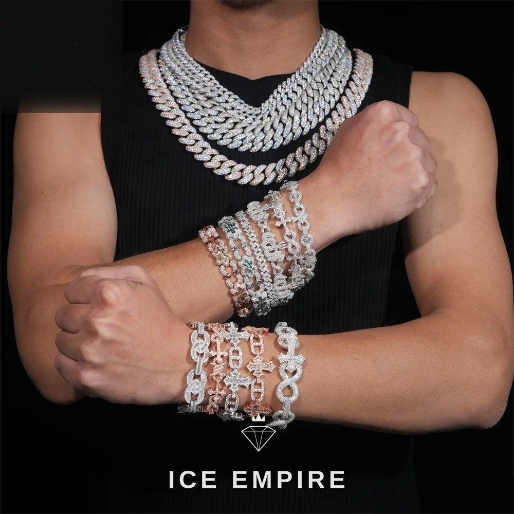 Iced Out Cross Rose Gold Plated Moissanite Bracelet