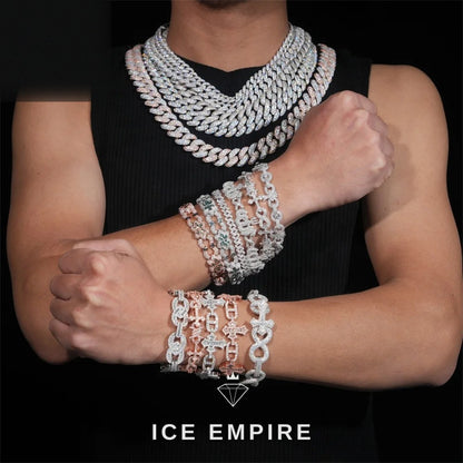 Iced Out Cross Rose Gold Plated Moissanite Bracelet
