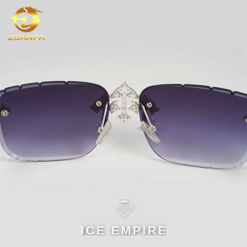 Iced Out Cross 925 Silver Moissanite Glasses