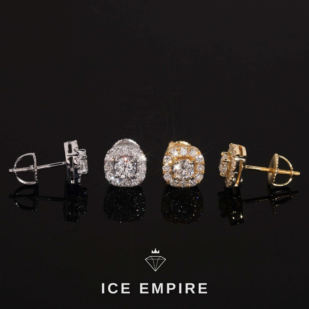 Iced Out Cluster Gold Plated Lab Grown Diamond Stud Earrings