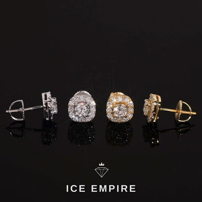 Iced Out Cluster Gold Plated Lab Grown Diamond Stud Earrings