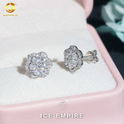 Iced Out Cluster 14K Gold Lab Grown Diamond Earrings