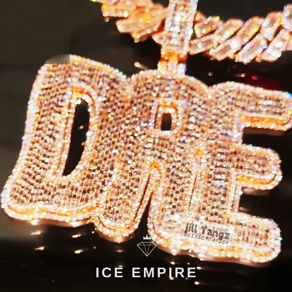 Iced Out Baguette 925 Silver Moissanite Pendant