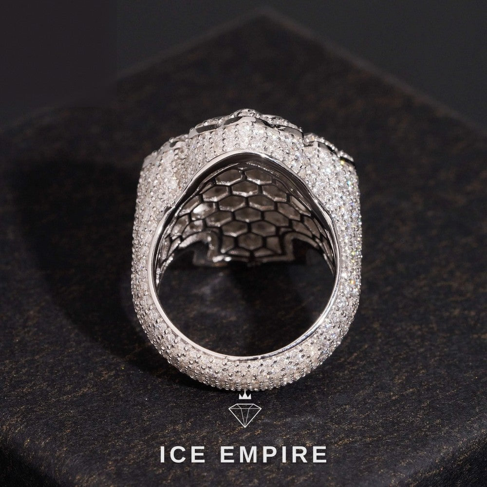 Iced Out Cross 925 Silver Lab Grown Diamond Ring