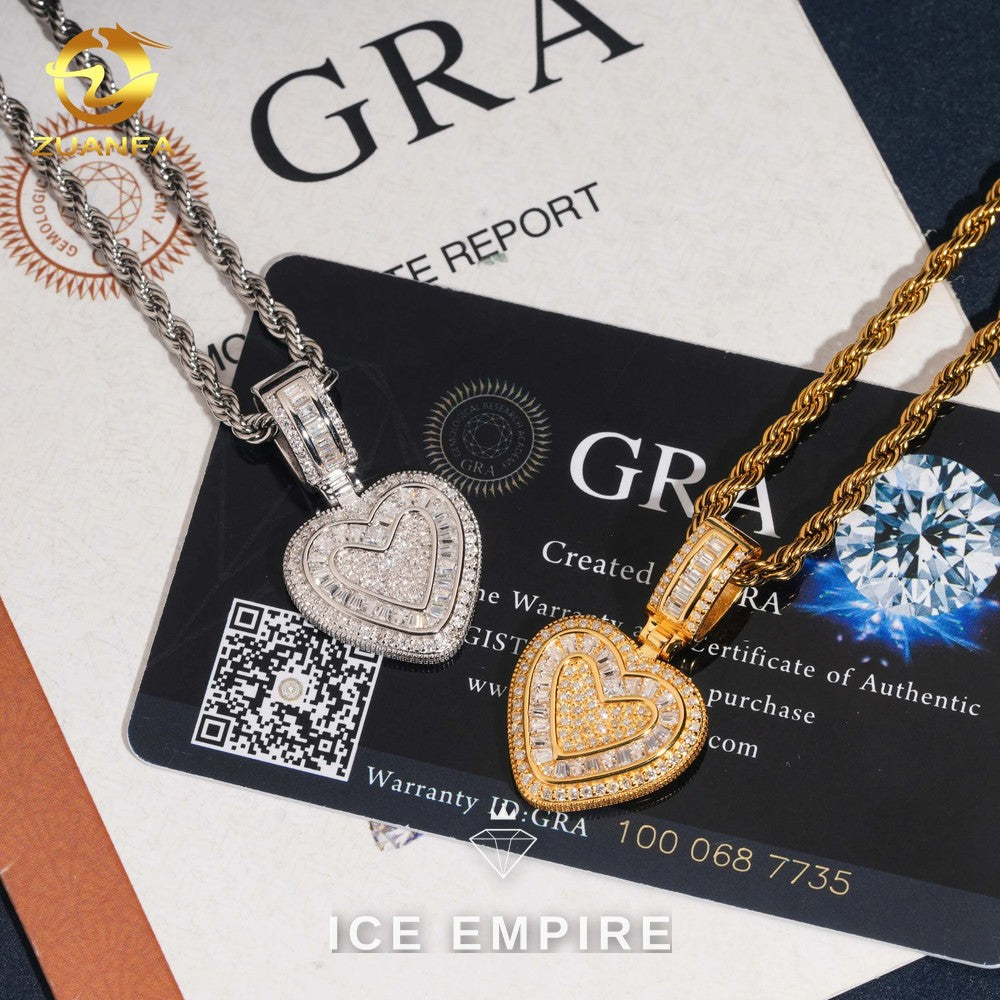 Iced Out Heart 925 Silver Pendant
