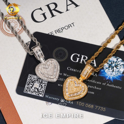 Iced Out Heart 925 Silver Pendant