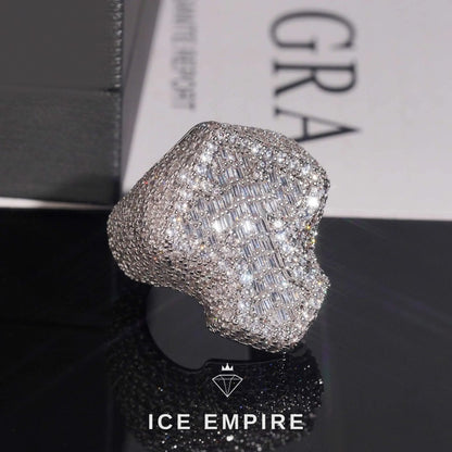 Iced Out Cross 925 Silver Ring