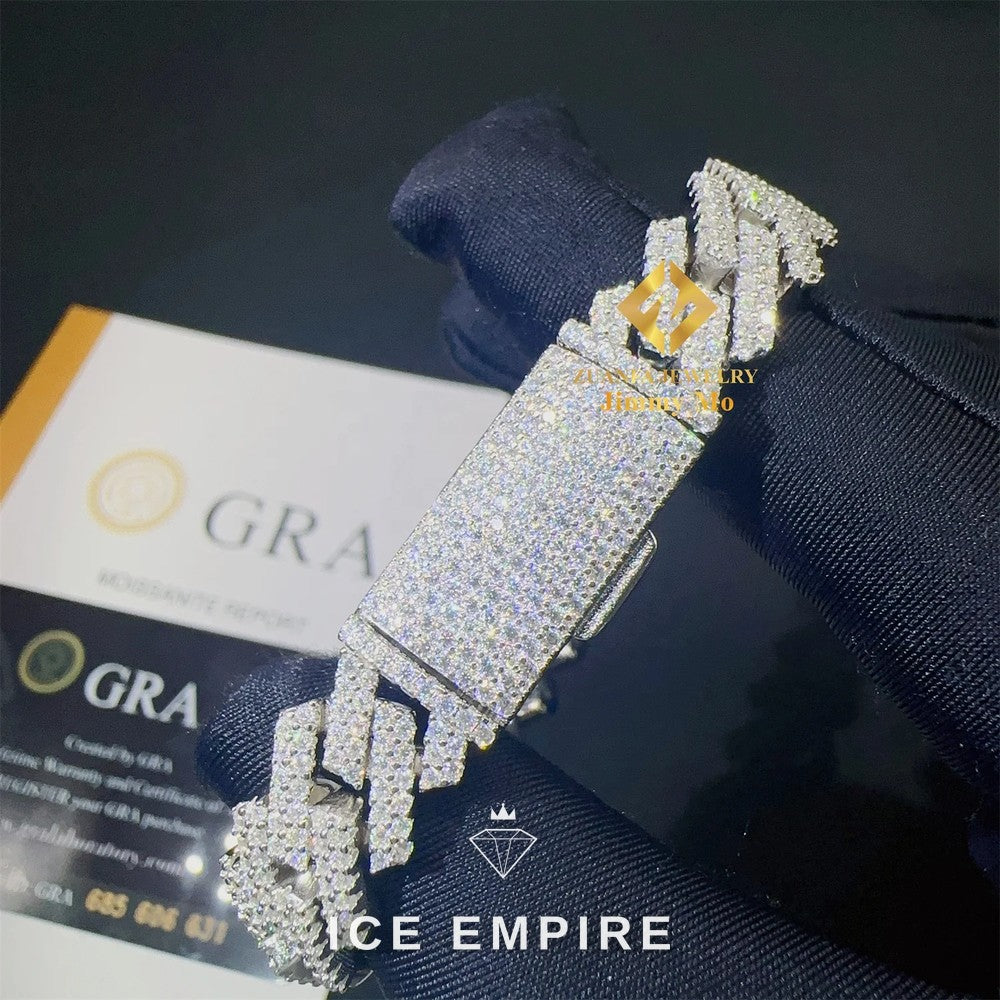 Iced Out 925 Silver Moissanite Cuban Chain
