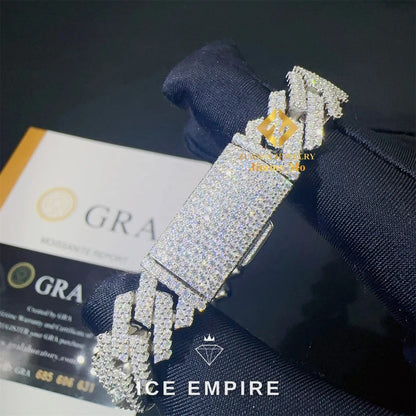 Iced Out 925 Silver Moissanite Cuban Chain