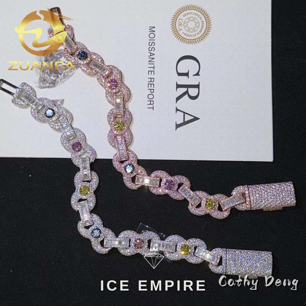 Iced Out 925 Silver Moissanite Cuban Chain