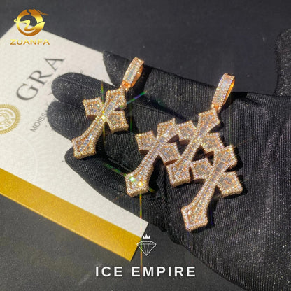 Iced Out Baguette 925 Silver Pendant