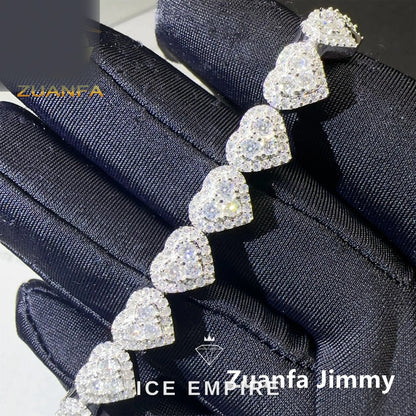 Iced Out Heart 925 Silver Moissanite Ring