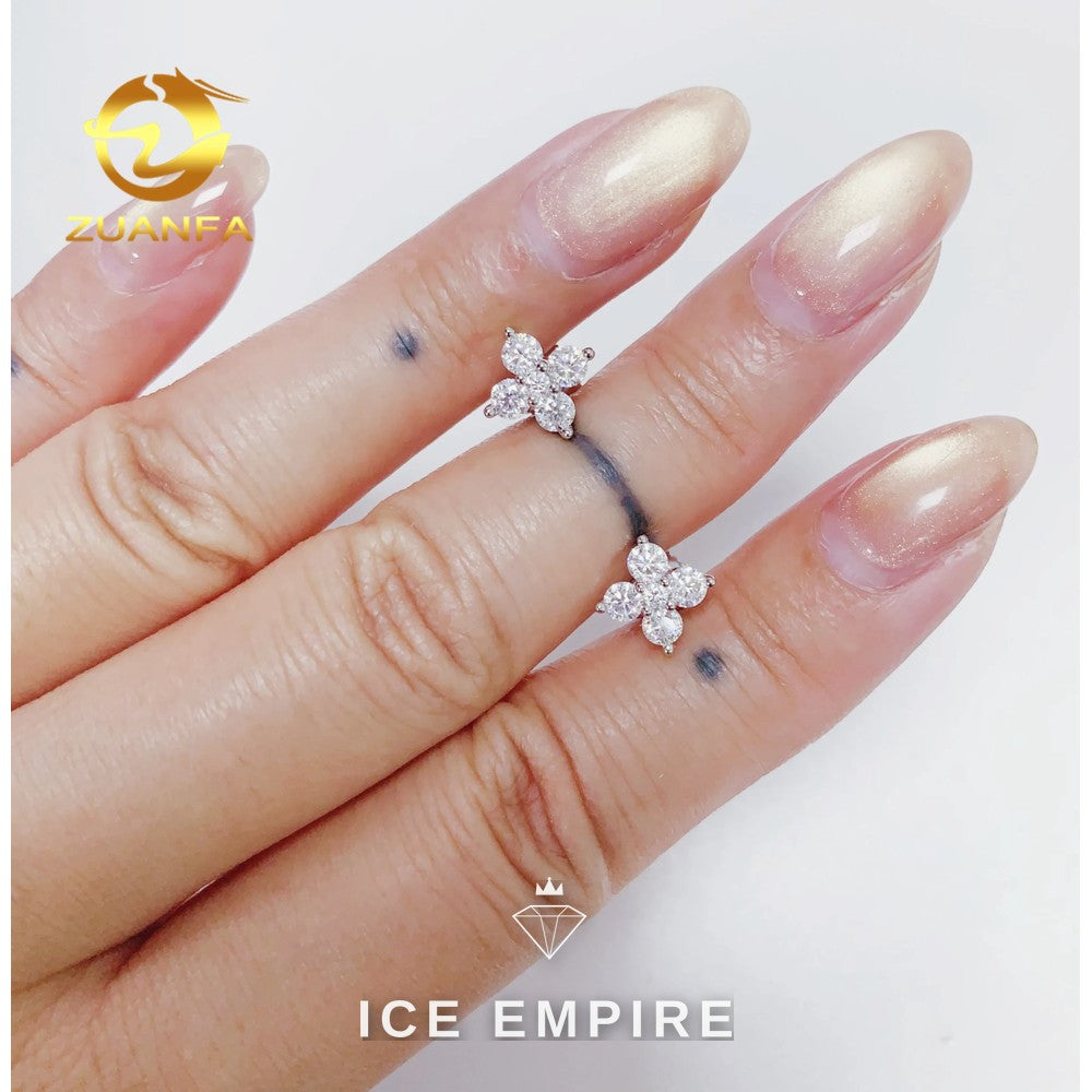 Iced Out 925 Silver Moissanite Stud Earrings