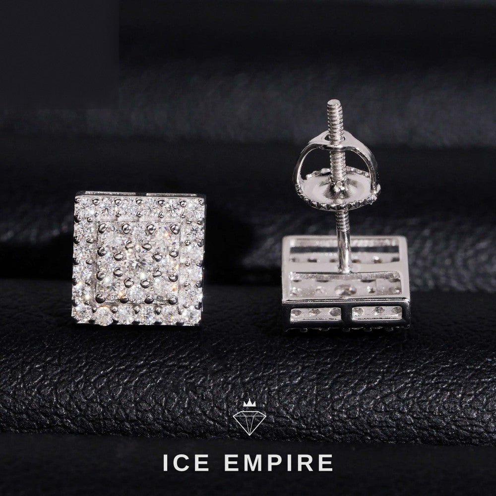 Iced Out Cluster 925 Silver Moissanite Stud Earrings