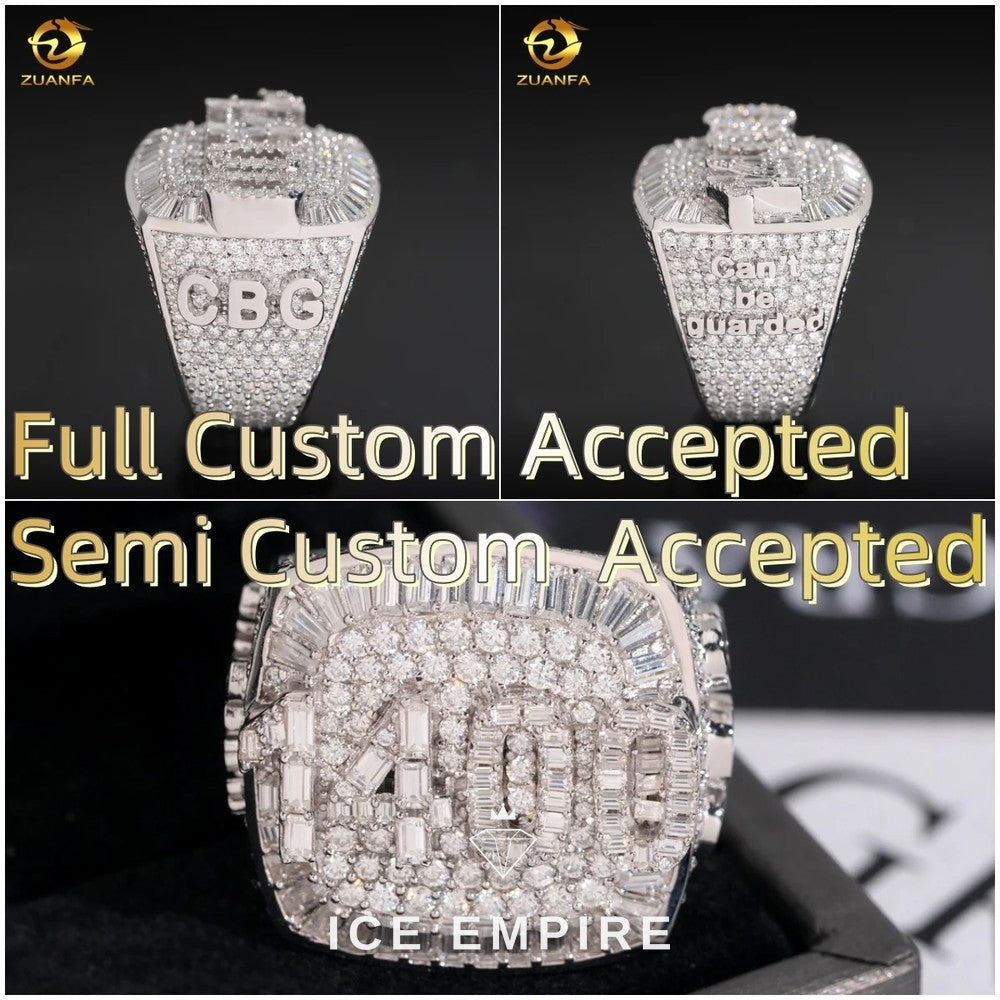 Iced Out Baguette Rose Gold Plated Moissanite Ring