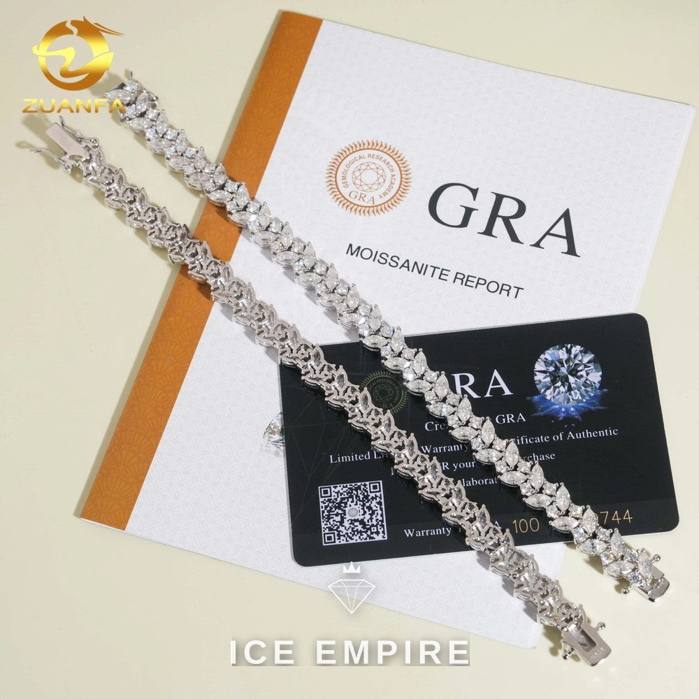 Iced Out 925 Silver Moissanite Tennis Bracelet