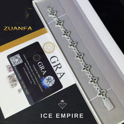 Iced Out 925 Silver Moissanite Cuban Chain