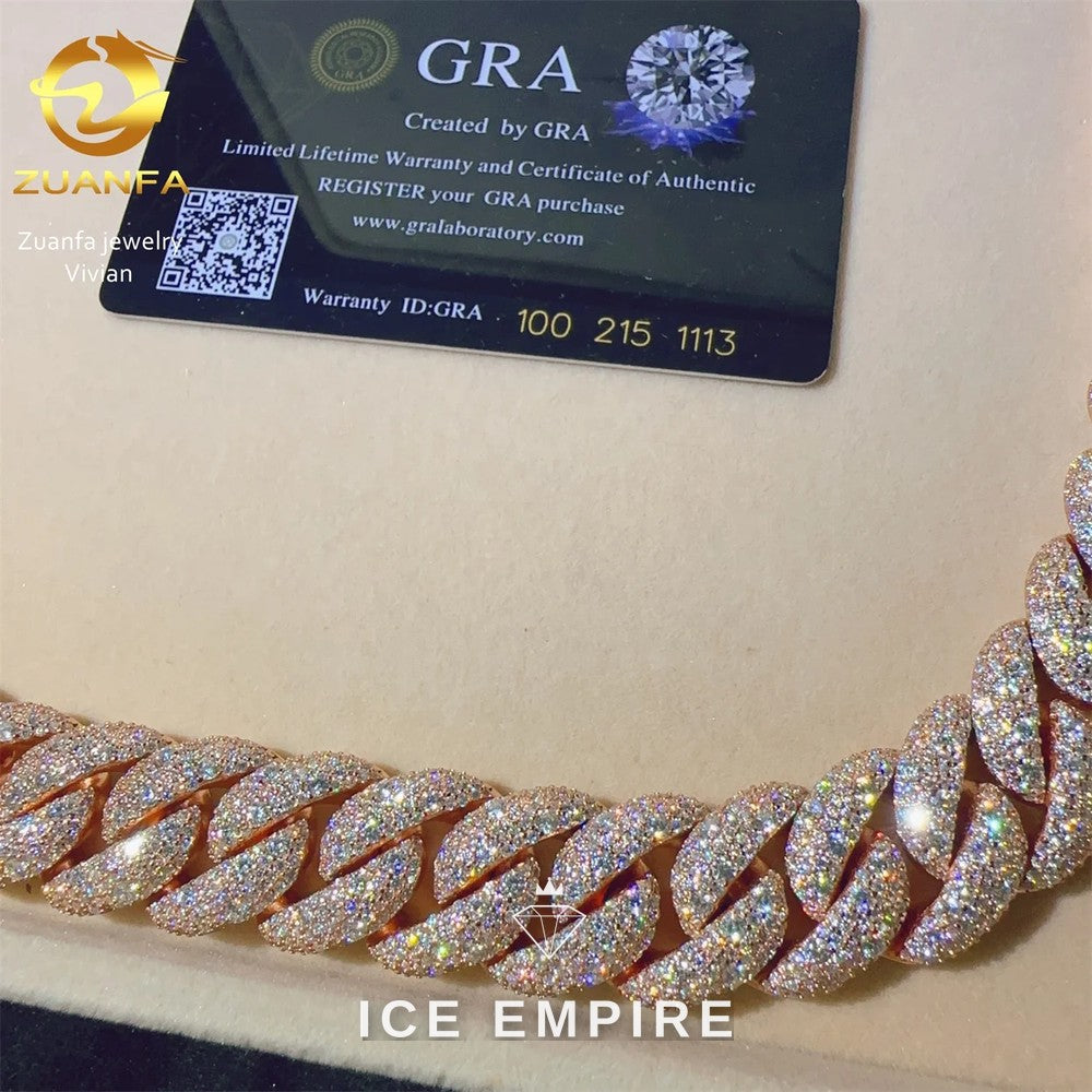 Iced Out Rose Gold Plated Moissanite Cuban Chain