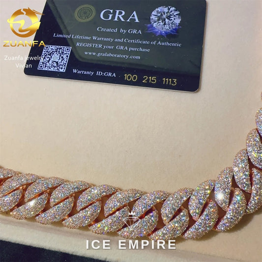 Iced Out Rose Gold Plated Moissanite Cuban Chain