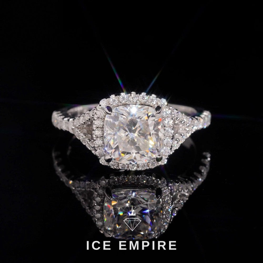 Iced Out Cluster Rose Gold Plated Moissanite Wedding Band