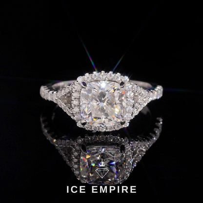 Iced Out Cluster Rose Gold Plated Moissanite Wedding Band