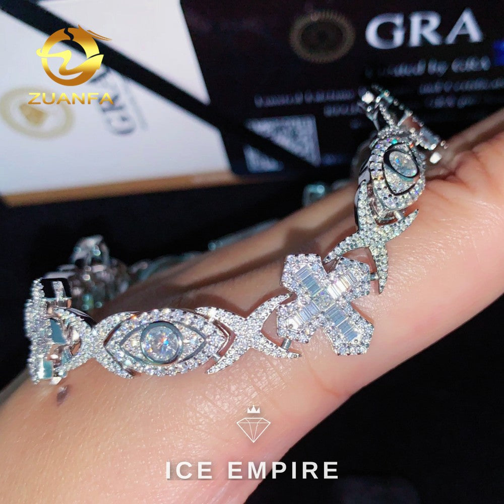 Iced Out Baguette Rose Gold Plated Moissanite Cuban Chain