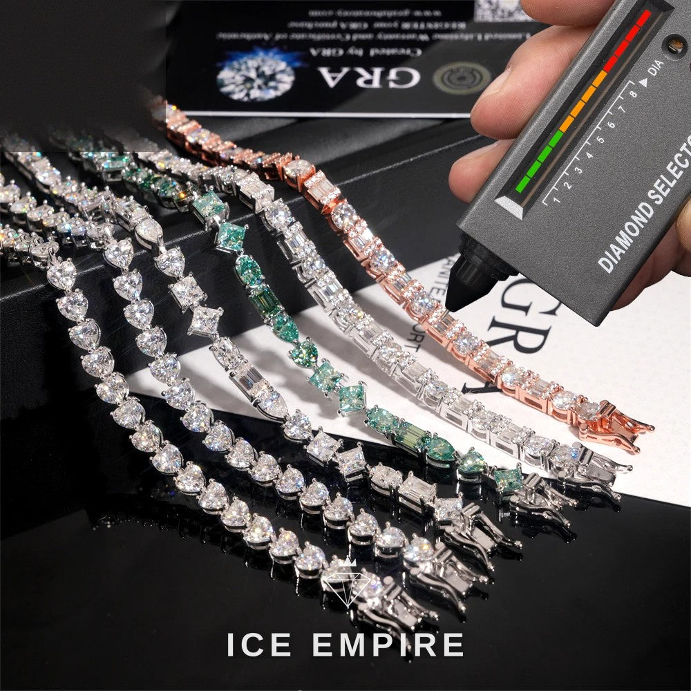 Iced Out 925 Silver Moissanite Tennis Bracelet