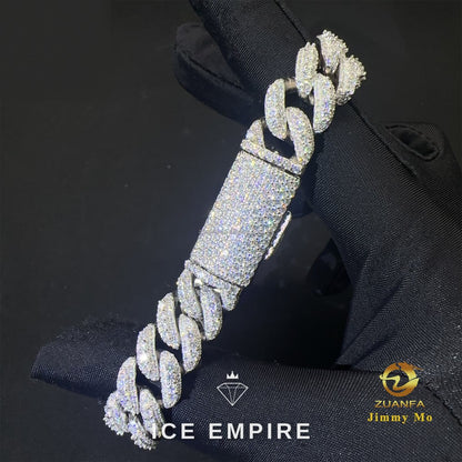 Iced Out 925 Silver Moissanite Cuban Chain