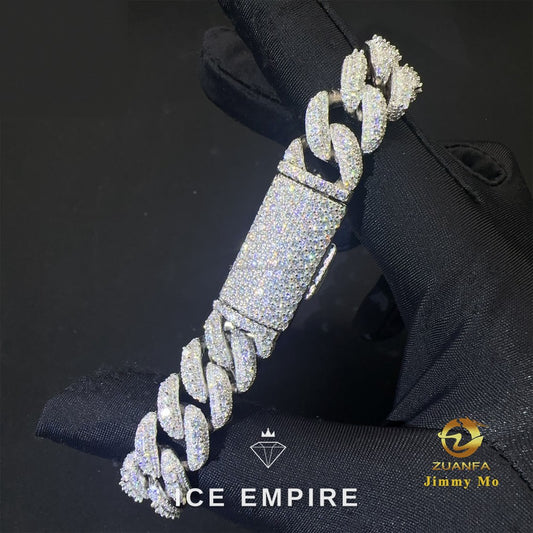 Iced Out 925 Silver Moissanite Cuban Chain