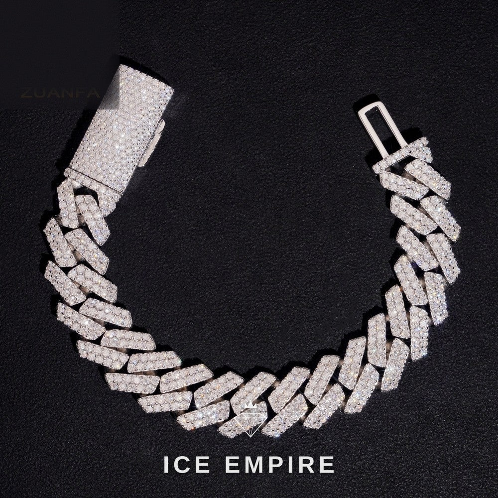 Iced Out 925 Silver Moissanite Cuban Chain