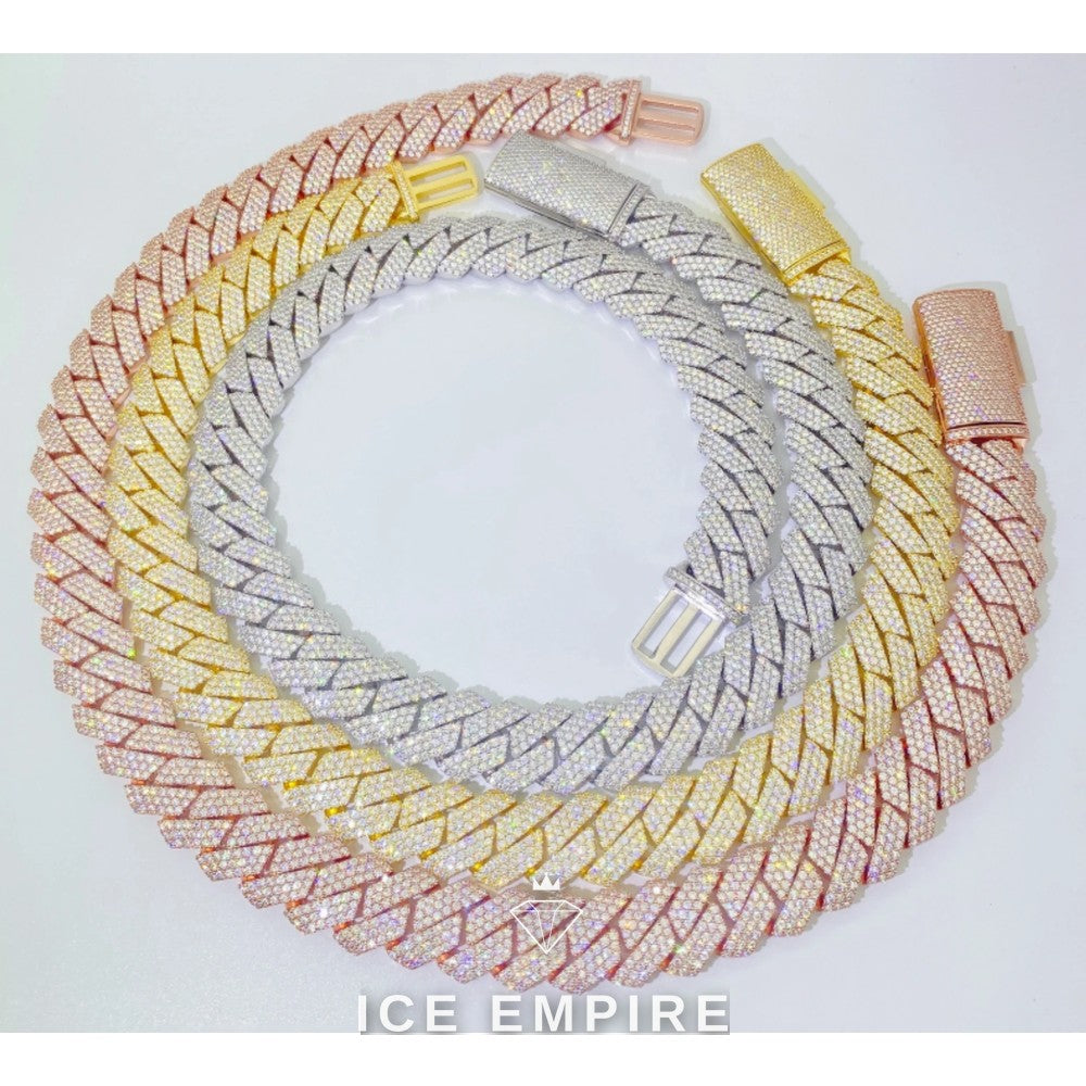 Iced Out Rose Gold Plated Moissanite Cuban Chain