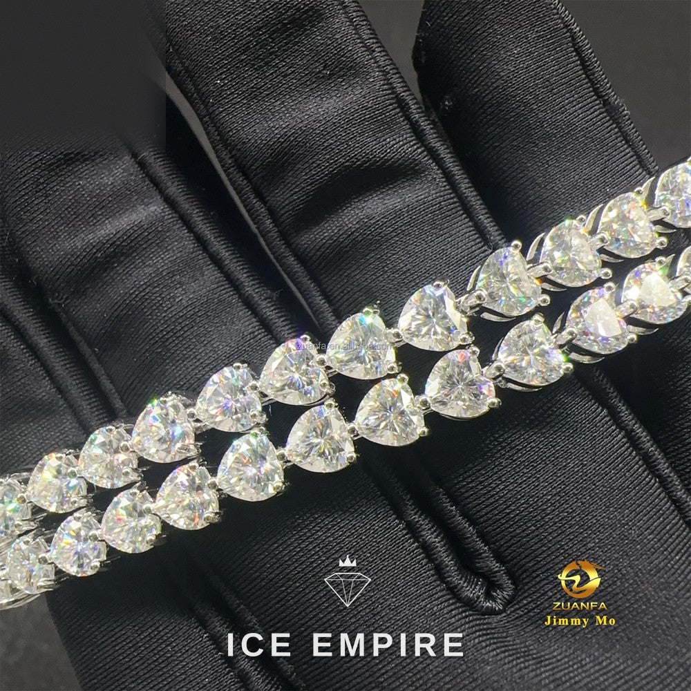 Iced Out Heart Gold Plated Moissanite Tennis Chain