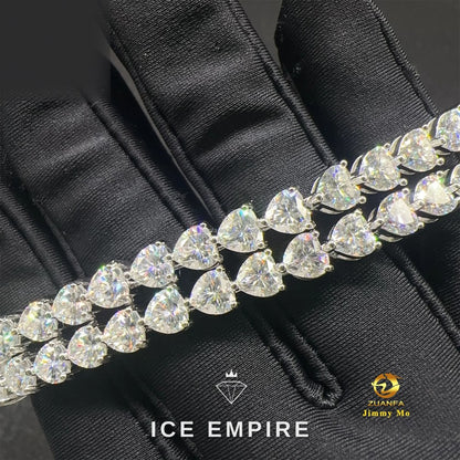 Iced Out Heart Gold Plated Moissanite Tennis Chain