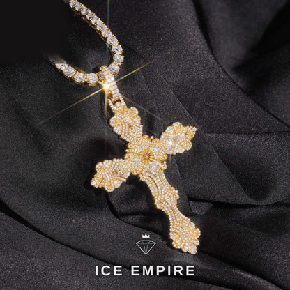Iced Out Cross Gold Plated Moissanite Pendant