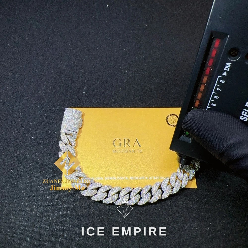 Iced Out 925 Silver Moissanite Cuban Chain