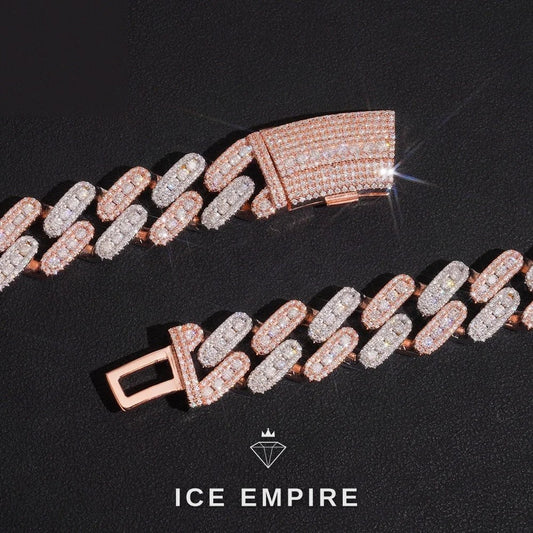 Iced Out Rose Gold Plated Moissanite Cuban Chain
