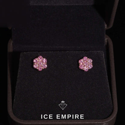 Iced Out Cluster Gold Plated Moissanite Stud Earrings