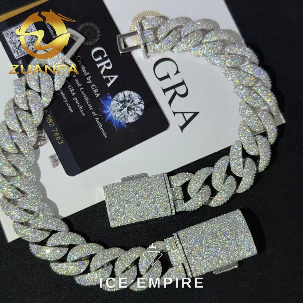 Iced Out 925 Silver Moissanite Cuban Chain