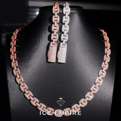 Iced Out Rose Gold Plated Moissanite Cuban Chain