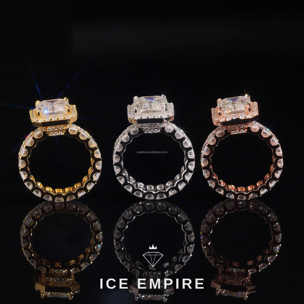 Iced Out 925 Silver Moissanite Engagement Ring