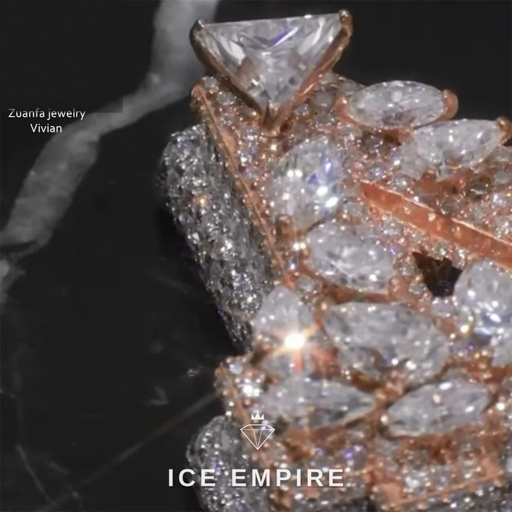 Iced Out Cross Gold Plated Moissanite Pendant