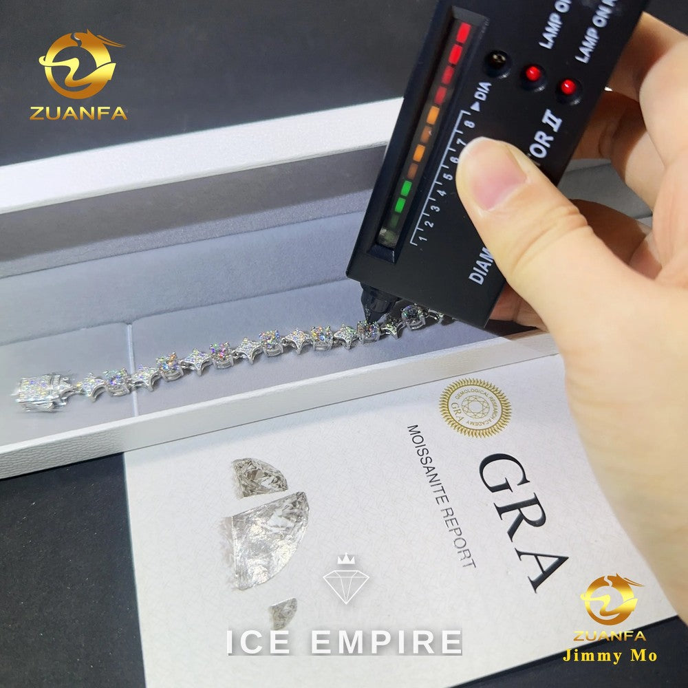 Iced Out Cluster 925 Silver Moissanite Tennis Chain